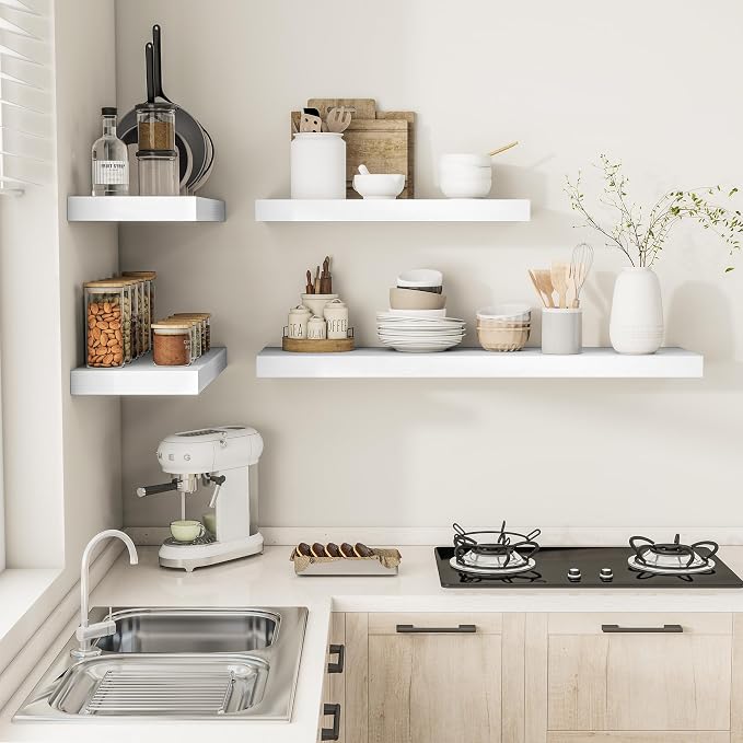 Vivelove White Floating Shelves Over Toilet, 24/36/48/55 Inch X 12 Deep Shelves - Image 6