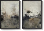 Large Framed Neutral Abstract Wall Art Set of 2 - Image 9