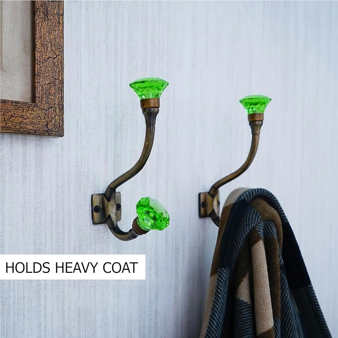 Indian Shelf 12 Piece Heavy Duty Crystal Decorative Colourful Coat Hooks Unique - Image 2