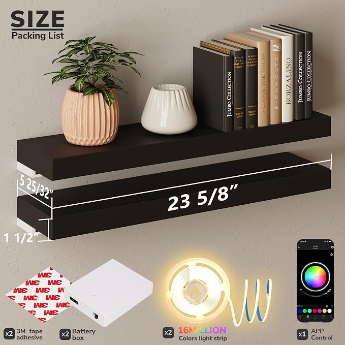 BAMEOS Floating Shelves with LED - Image 5