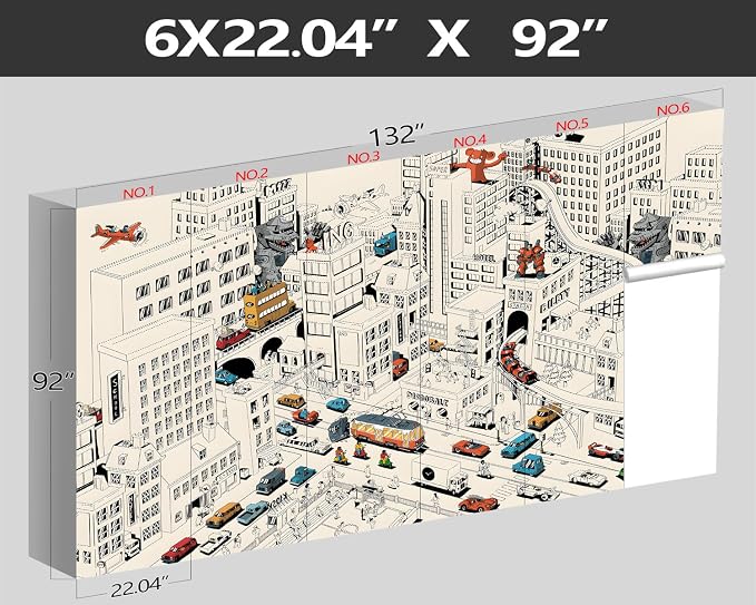 XMPMBM-Cartoon Comics City Nursery Room Fabric Wallpaper Kids Bedroom - Image 4