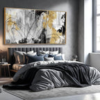 Large Canvas Wall Art Gold Abstract Paintings 29x58 Inch Wooden Framed Artwork - Image 3