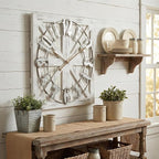 EMAX HOME Large Farmhouse Wall Clock – 24 Inch White Square Rustic Wooden Clock - Image 7