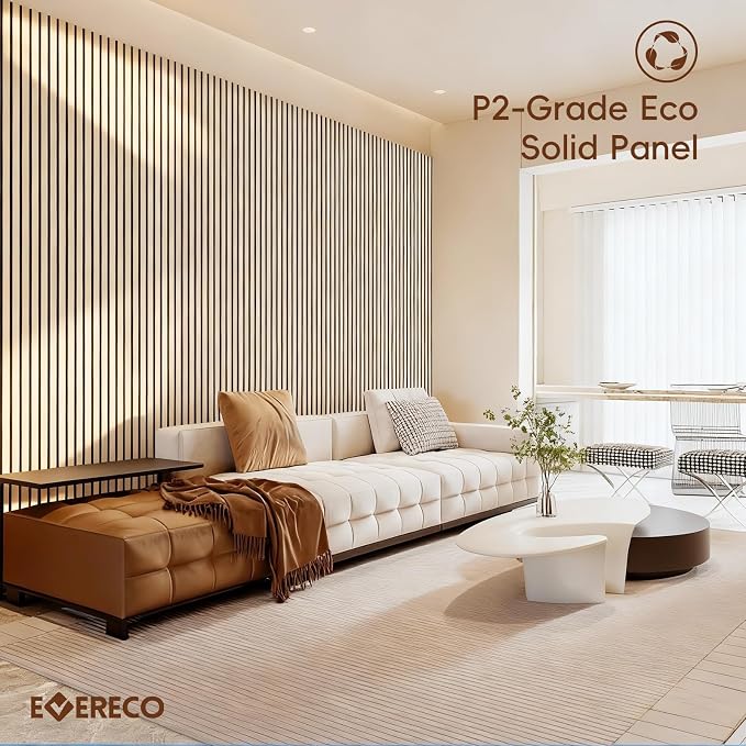 EVERECO 6 Pack Wood Slat Acoustic Wall Panels 92.5" × 7.87", 3D Sound Absorbing - Image 6