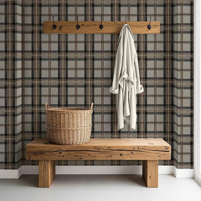 NextWall Harry & Grace Herringbone Plaid Premium Matte Non-Woven Peel and Stick - Image 3