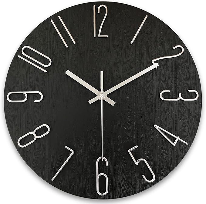 AIRUIFU Wall Clock 12 Inch Silent Non-Ticking Modern Clocks Battery Operated by AIRUIFU