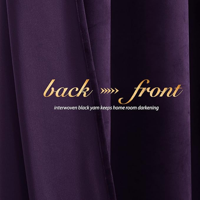 NICETOWN Purple Velvet Curtains 63 inches - Image 4