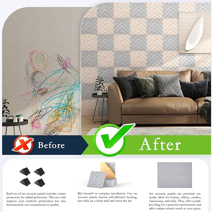 12Pack Acoustic Wall Panels, Self-Adhesive Sound Proof Foam Panels - Image 6