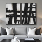 Large Framed Black and White Abstract Wall Art by Cuspin