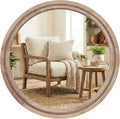 36" Large Round Wood Mirror for Living Room Fireplace, Big Solid Wood Wall by Pocetry