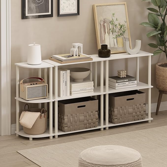 Furinno Turn-N-Tube Storage Shelves Set of 2, 3-Tier Book Shelf, Corner Shelf - Image 2