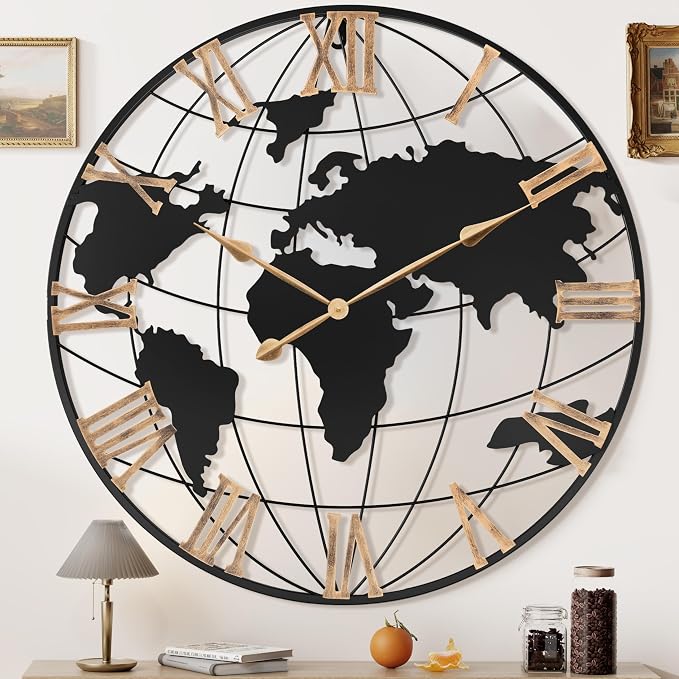 36 Inch Extra Giant Oversized Black Metal Wall Clock, Large Modern Decorative by Pytha+Sight