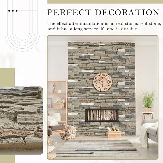 3 Pack Faux Stone Panels Interior 45.6''l x 11.8''h x 0.98''d Faux Siding - Image 7