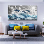 Wapluam Large Wall Art For Bedroom Blue Waves Of The Sea Wall Pictures Artwork - Image 3