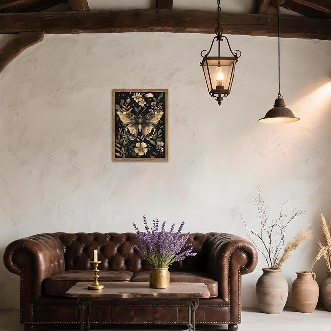 Vintage Moth Canvas Wall Art, Dark Academia Gothic Decor, Insect Botanical - Image 4