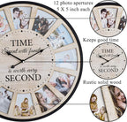 12 Photo Collage Rustic Wood Farmhouse Wall Clock, Large Family Picture Wall - Image 5