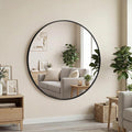 OLIXIS 30 Inch Black Round Bathroom Wall Mirror, Round Bathroom Mirrors by OLIXIS