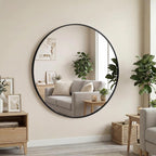 OLIXIS 24 Inch Black Round Bathroom Wall Mirror, Round Bathroom Mirrors by OLIXIS