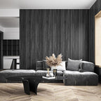 VEELIKE Charcoal Black Wooden Slat Wallpaper Peel and Stick Waterproof Dark - Image 4