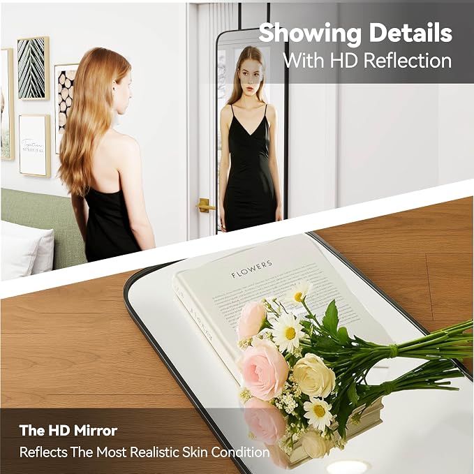 SCWF-GZ 57x16 Door Hanging Full Length Mirror, Floor Stand Wall Mounted Metal - Image 9