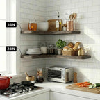 16 Inch Solid Wood Floating Corner Shelves 3 Pack - Image 2