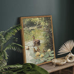 Framed Vintage Duck Canvas Wall Art, Rustic Farmhouse Animal Family Pictures - Image 2