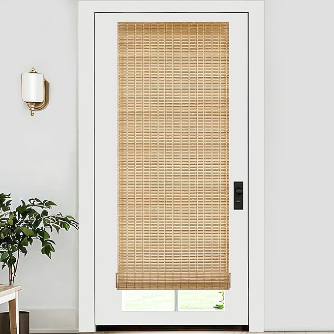 LazBlinds No Tools No Drill Bamboo Roller Shades, Cordless Bamboo Blinds by LazBlinds