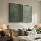 Large Framed Green Abstract Wall Art, 2 Piece Modern Canvas Art Prints Paintings - Image 5