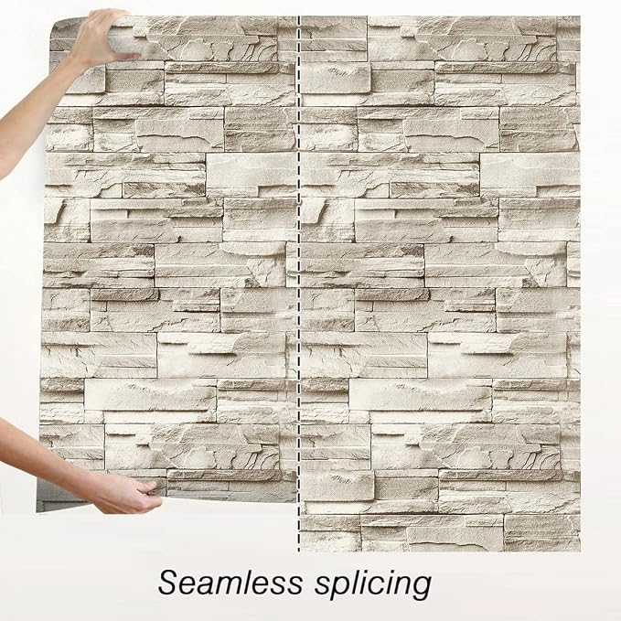 Jeweluck Stone Wallpaper Peel and Stick Brick Wallpaper 17.7”×393.7” Brick - Image 6