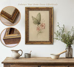 Vintage Gold Framed Wall Art, Retro Butterfly and Pink Flower Oil Painting - Image 2