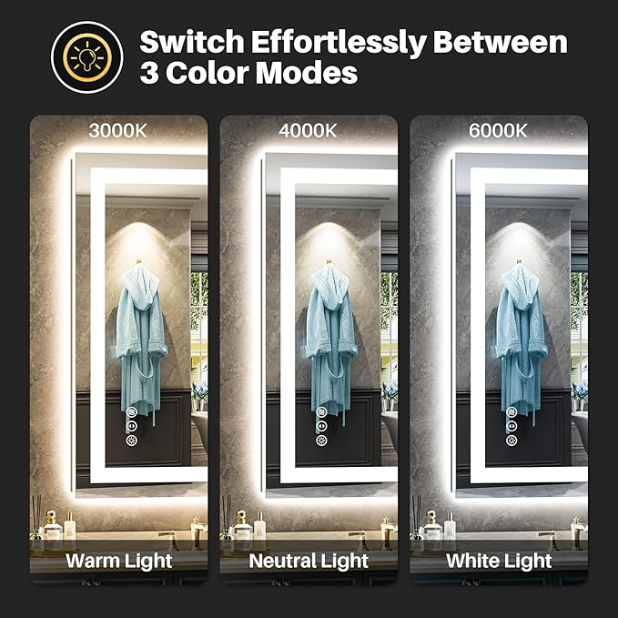 Briivue 24x36 Inch LED Bathroom Mirror - Image 5