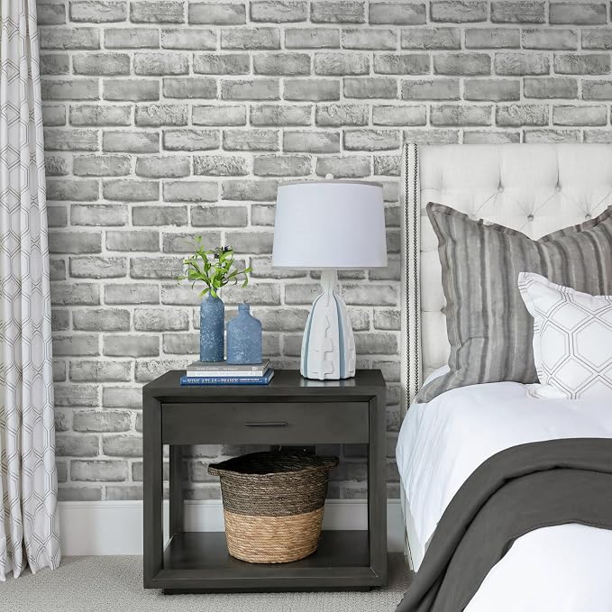 Guvana 17.3" x 394" Grey Brick Wallpaper Peel and Stick 3D Brick Contact Paper - Image 8