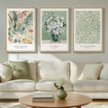 Framed Large Matisse Wall Art for Living Room, 3 Piece Vintage Sage Green by Cuspin