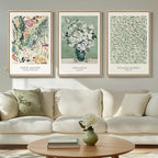 Framed Large Matisse Wall Art for Living Room, 3 Piece Vintage Sage Green by Cuspin