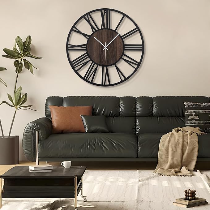 LEIKE Large Wall Clocks for Living Room, Non Ticking, Battery Operated - Image 6