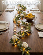 suddus Flower Garland with White Camellia Fairy Lights Indoor, 60 LED Vines - Image 7