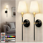 DORESshop Battery Operated Wall Sconce Set of 2, Wireless Wall Light Easy to by DORESshop