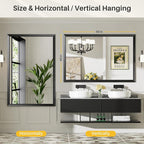 Briivue 60x40 Inch Black Bathroom Mirror - Image 6