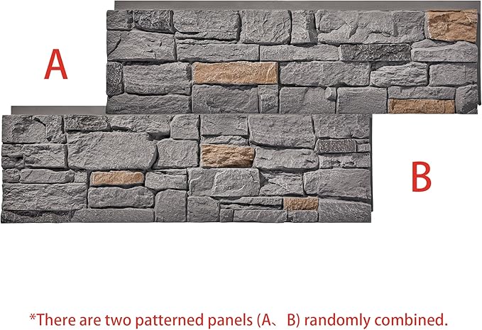 Faux Stone Wall Panels 1-Pack PU Stone Veneer Siding, Mortarless 46.25x12.88 - Image 2
