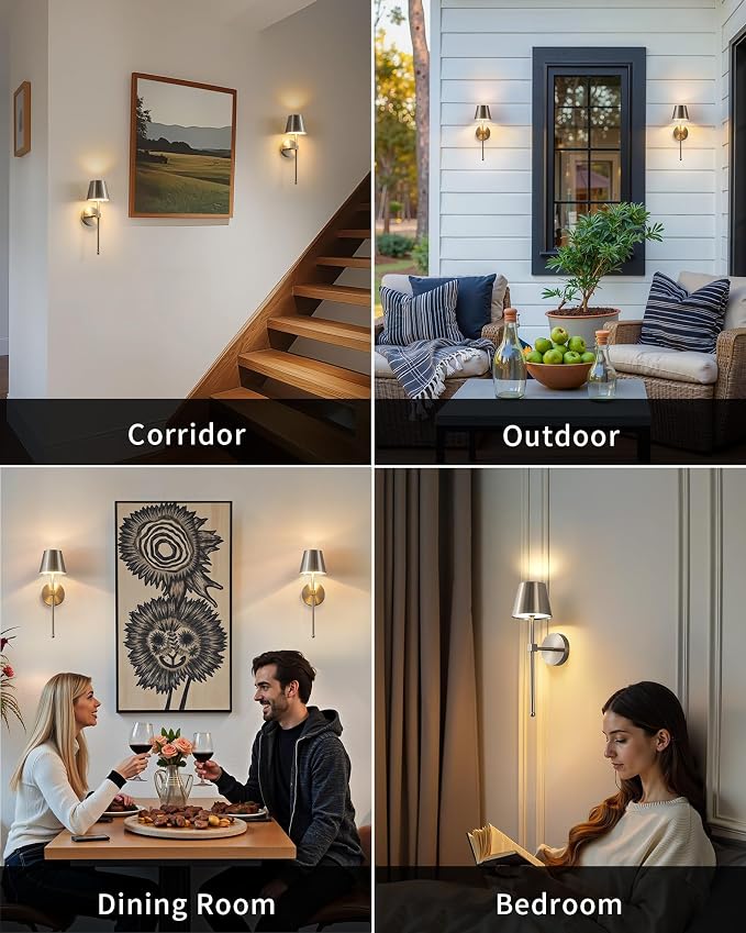 KDG Cordless Wall Sconces Set of 2, Wireless 5200mAh Rechargeable Battery LED - Image 6