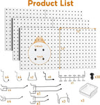 Peg Board, 6 Pack White Peg Board Panels, 50lbs Load Capacity Each, Pegboard - Image 2