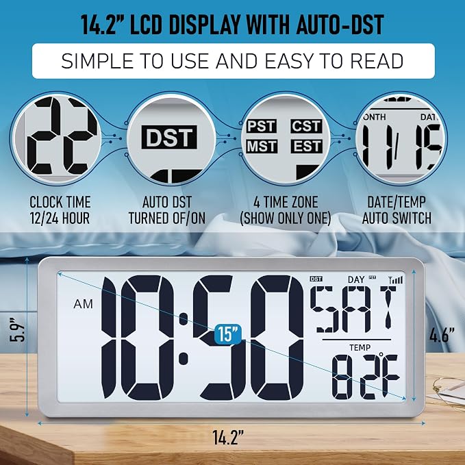 TXL Silver Large Digital Wall Clock - Image 3