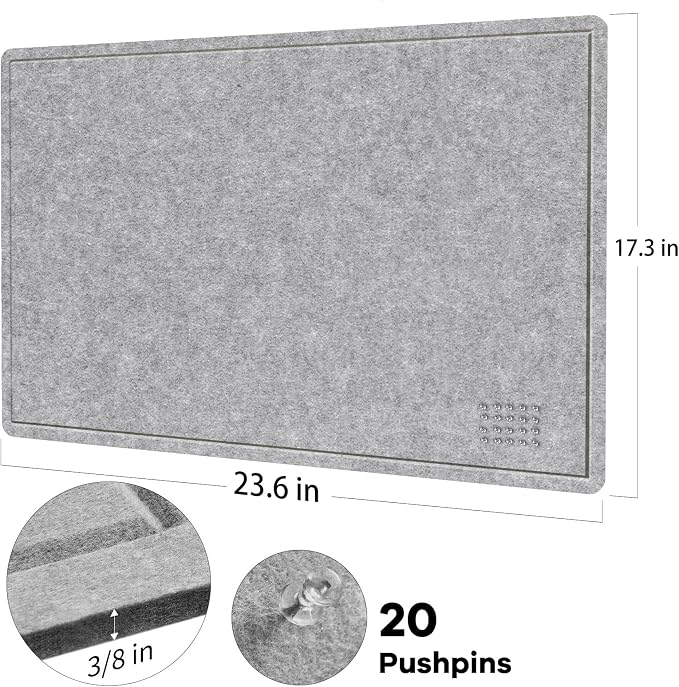 Lightomorrow Bulletin Board, 24 x 18 inches Felt Board - Image 3