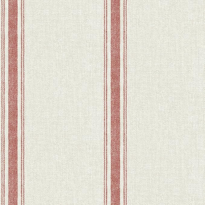 Chesapeake 3115-12464 Linette Burnt Sienna Fabric Stripe Wallpaper, Burnt Sienna by Chesapeake