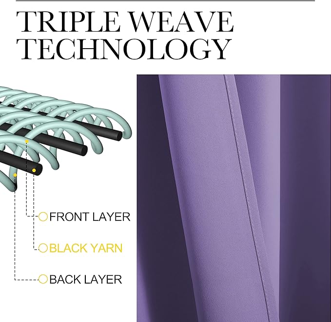 NICETOWN Bedroom Curtain Panels Blackout Draperies, Thermal Insulated Solid - Image 3