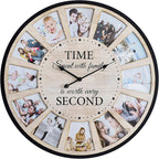 12 Photo Collage Rustic Wood Farmhouse Wall Clock, Large Family Picture Wall by JUMBOHUMBLE
