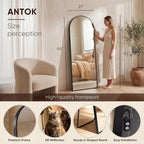 Antok 64" x21” Arched Full Length Floor Mirror, Free Standing/Wall Mount/Leaning - Image 3