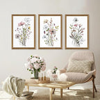 WRFON Framed Botanical Canvas Wall Art Set of 3, Watercolor Floral Prints - Image 4