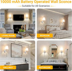 Vimhou Peel and Stick Wall Sconces, Stick On Wall Sconce Set of 2, Battery - Image 8
