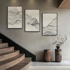 Large Framed Black and Beige Neutral Abstract Wall Art - Image 4